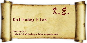 Kalledey Elek névjegykártya